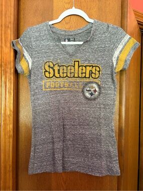 NFL Pittsburgh Steelers womens Gray & Gold Short Sleeve Tee